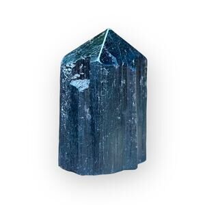 Black Tourmaline Polished Point w Rough Flat Base: 156g - Selection: E